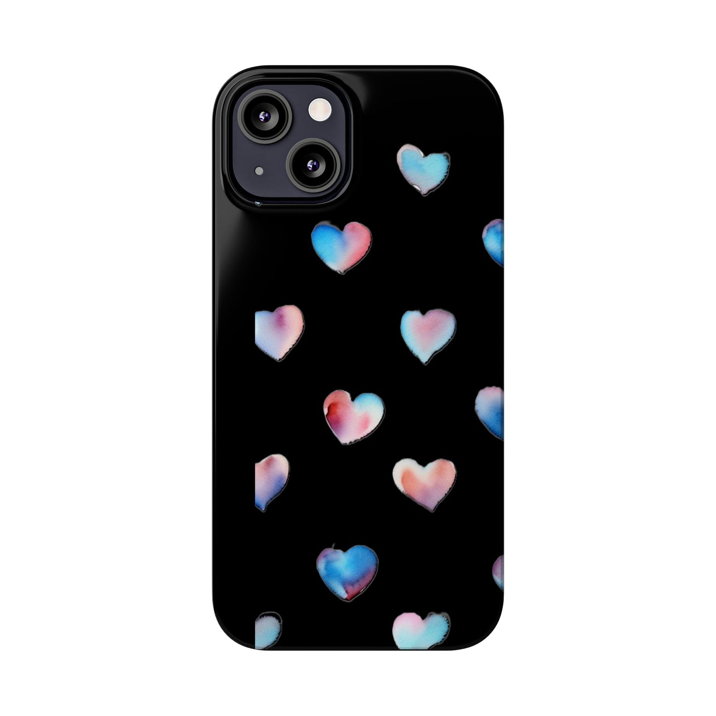 Slim Phone Cases - Hearts (Black)