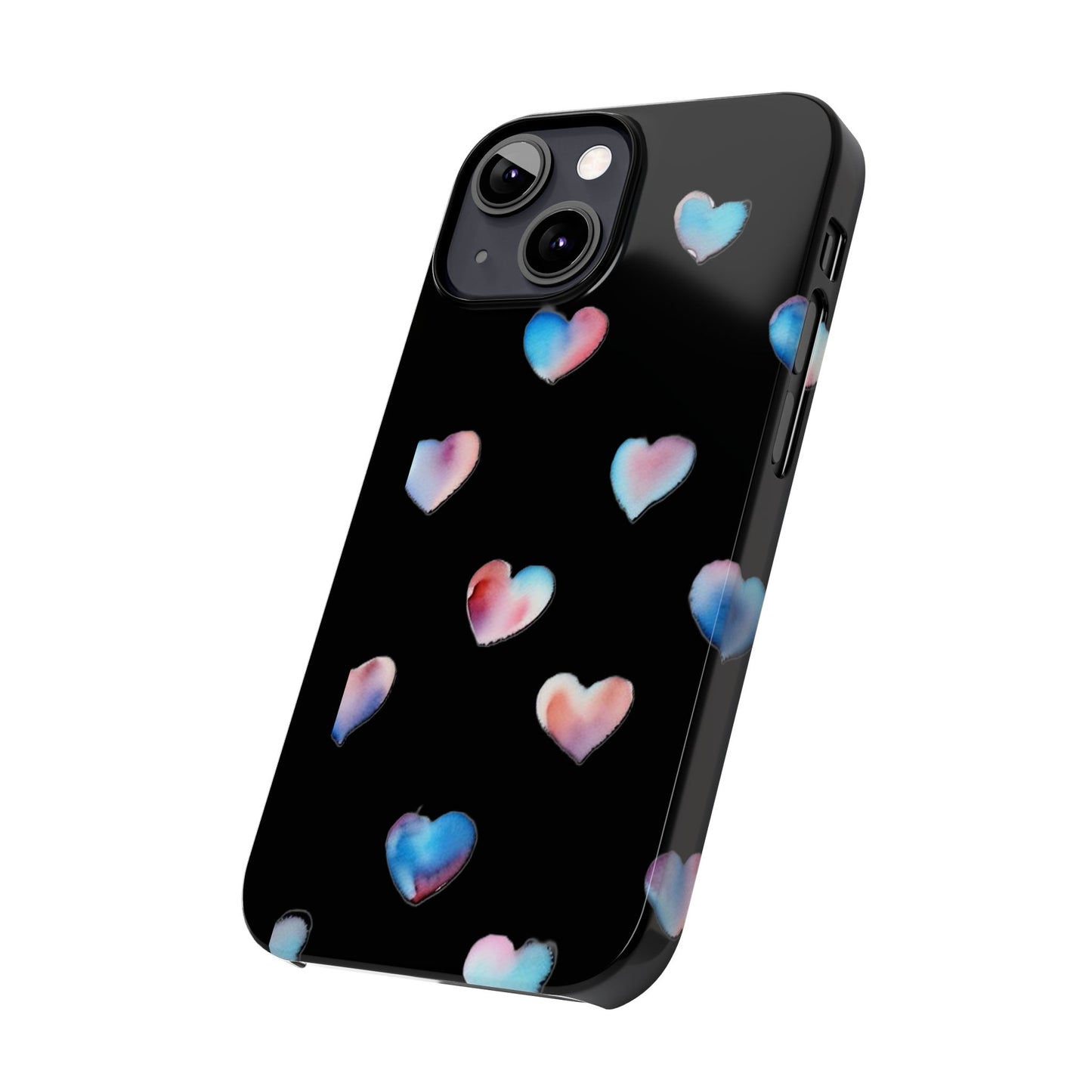 Slim Phone Cases - Hearts (Black)