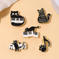 Cute Black Cat Piano Notes Brooch - Better Mode