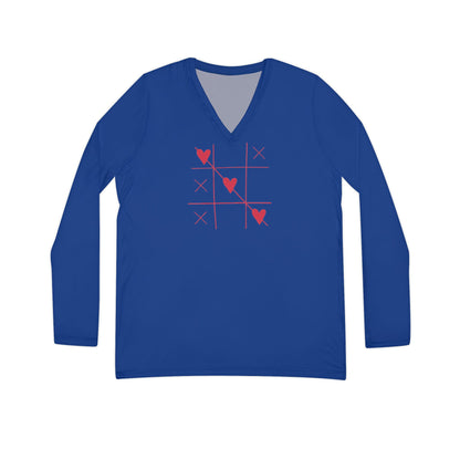 Women's Tic Tac Toe Long Sleeve V-neck Shirt