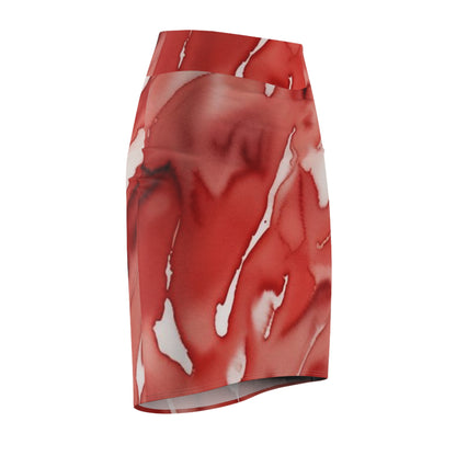 Red Marble Pencil Skirt