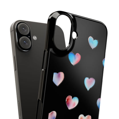 Slim Phone Cases - Hearts (Black)