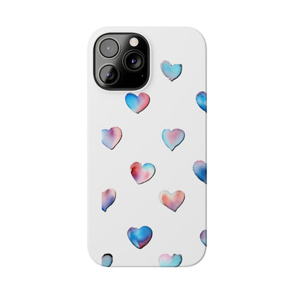 Slim Phone Cases - Hearts (White)