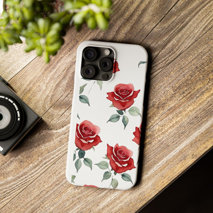 Slim Phone Cases - Roses (White)