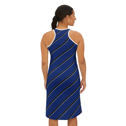 Striped - Women's Racerback Dress  (Blue)