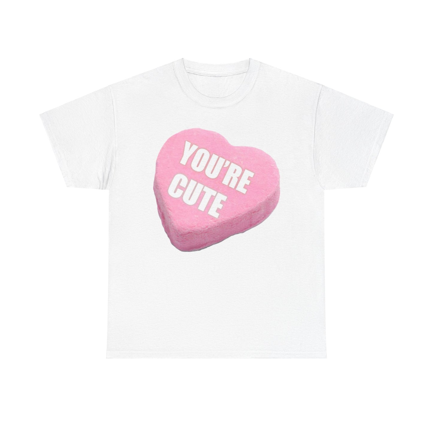 Candy Heart - "You're Cute" - Unisex Heavy Cotton T-Shirt - Better Mode