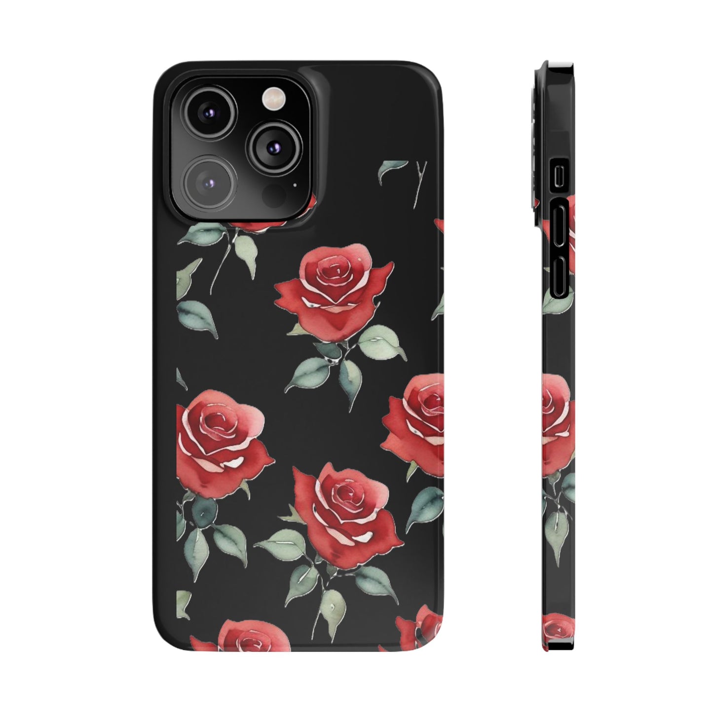 Slim Phone Cases - Roses (Black)