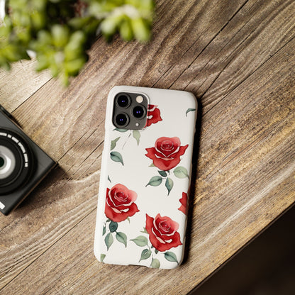 Slim Phone Cases - Roses (White)