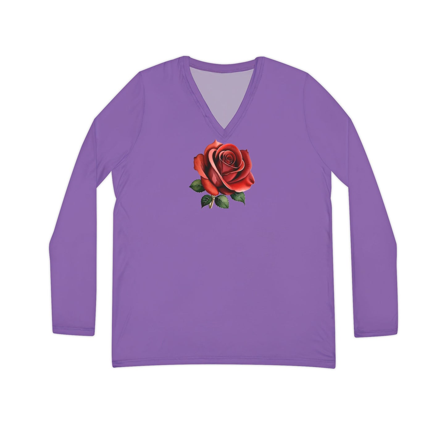 Women's Rose Long Sleeve V-neck Shirt