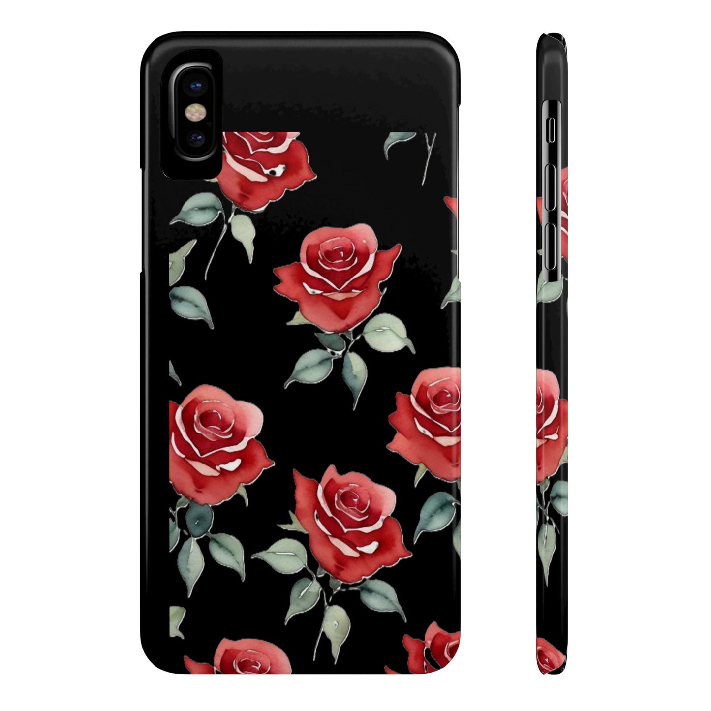 Slim Phone Cases - Roses (Black)