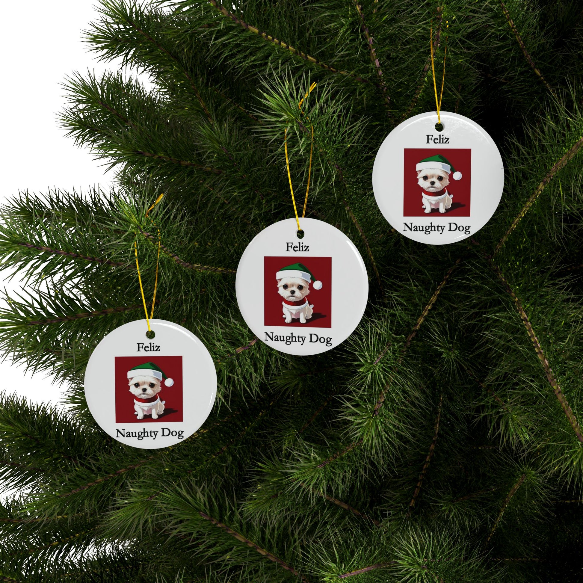 Christmas - Feliz Naughty Dog 2 - Ceramic Ornaments - Better Mode