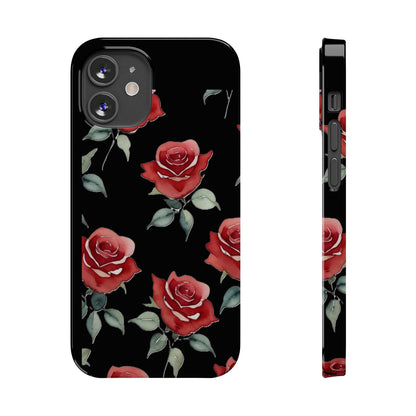 Slim Phone Cases - Roses (Black)