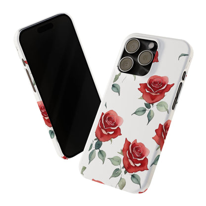 Slim Phone Cases - Roses (White)