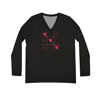 Women's Tic Tac Toe Long Sleeve V-neck Shirt