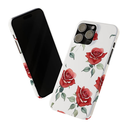 Slim Phone Cases - Roses (White)