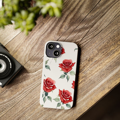 Slim Phone Cases - Roses (White)