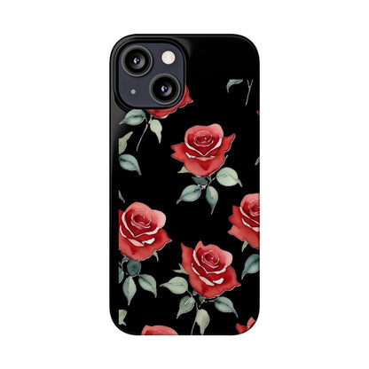 Slim Phone Cases - Roses (Black)