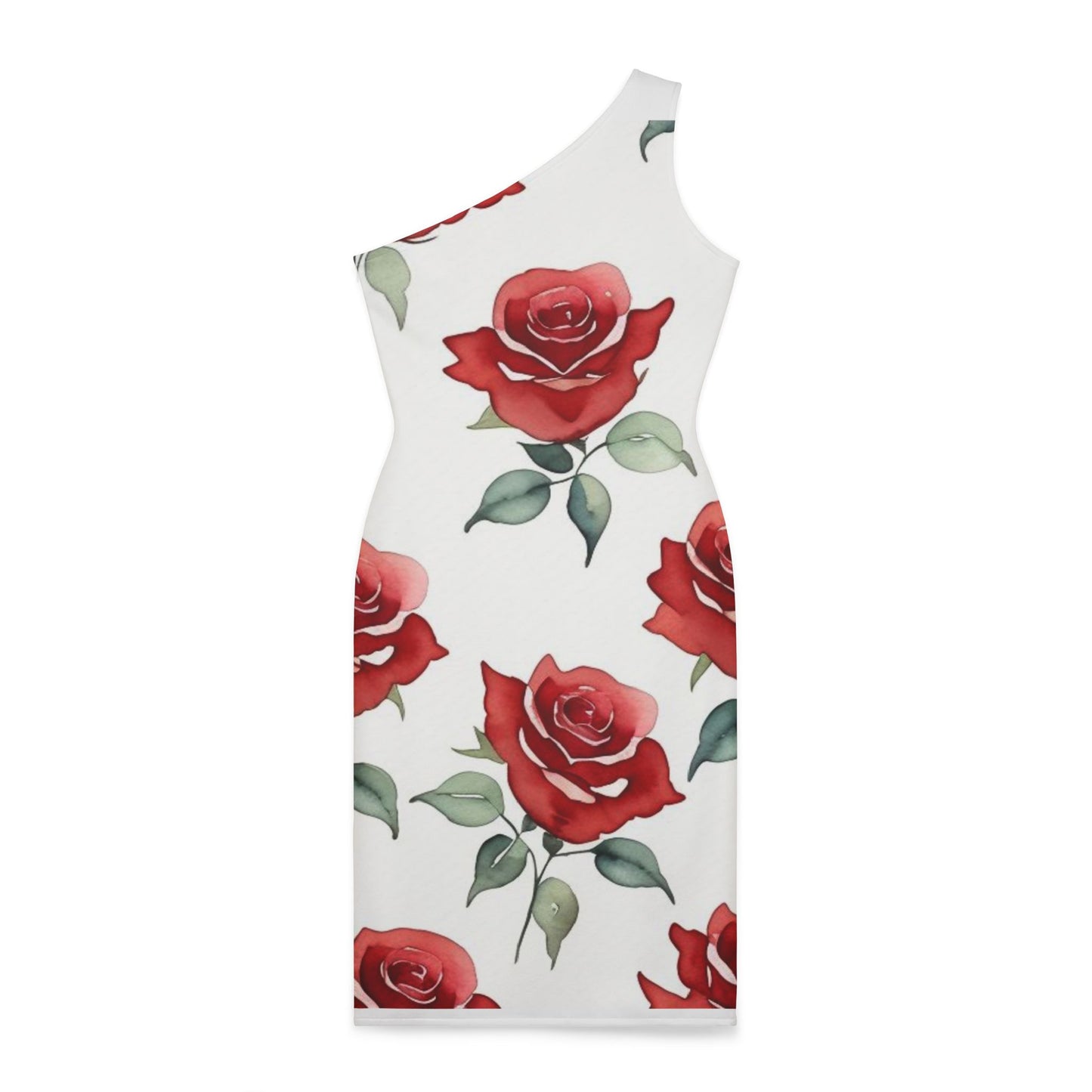 Shoulder Dress -Roses  (White)