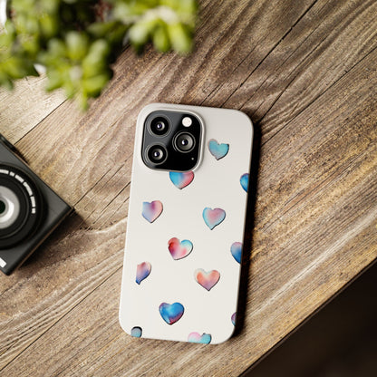 Slim Phone Cases - Hearts (White)