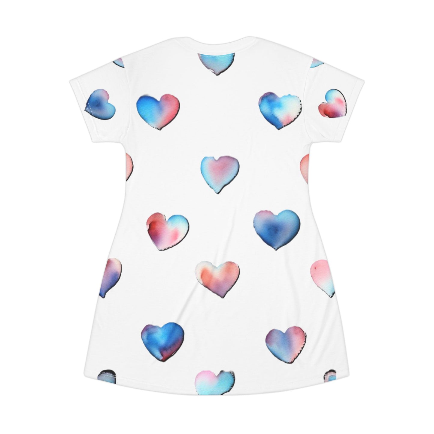 T-Shirt Dress - Hearts - Nightgown (White)