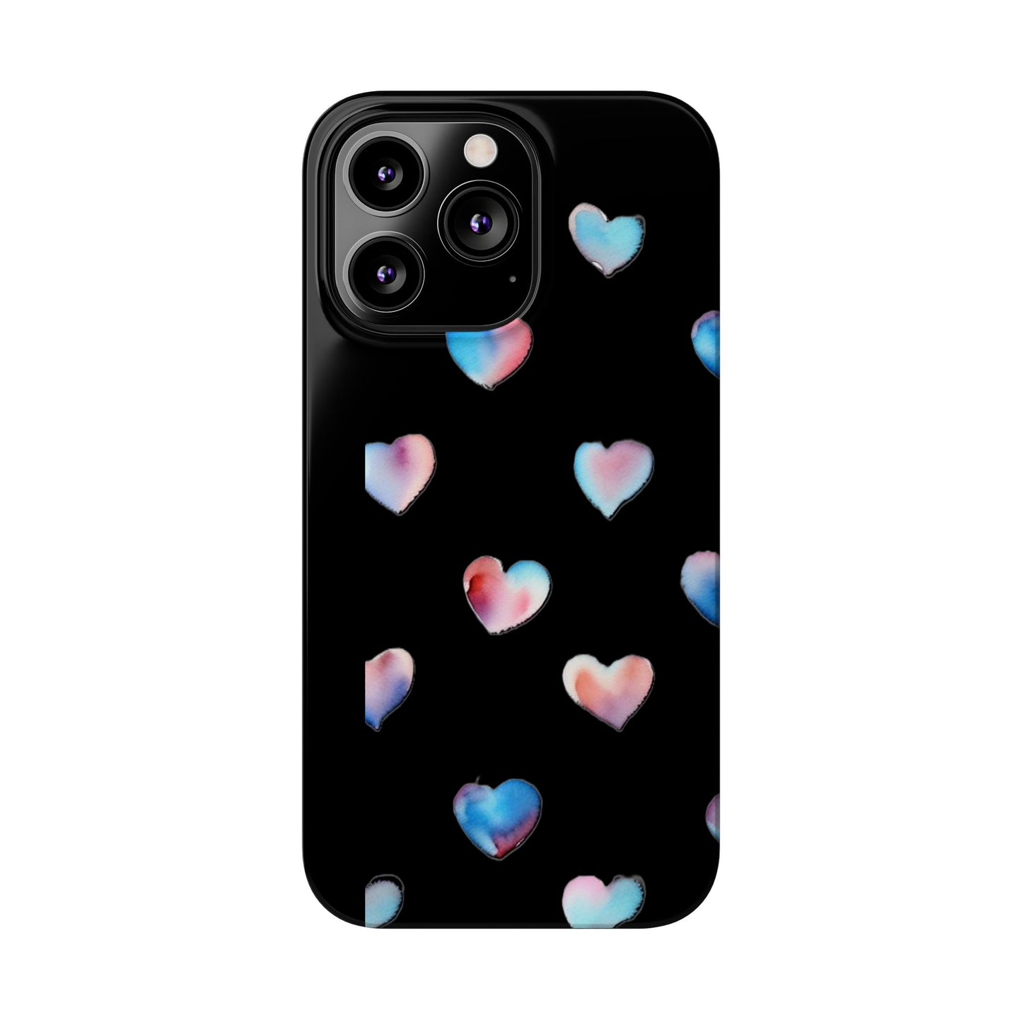 Slim Phone Cases - Hearts (Black)