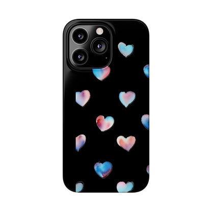 Slim Phone Cases - Hearts (Black)