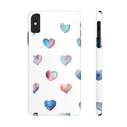 Slim Phone Cases - Hearts (White)