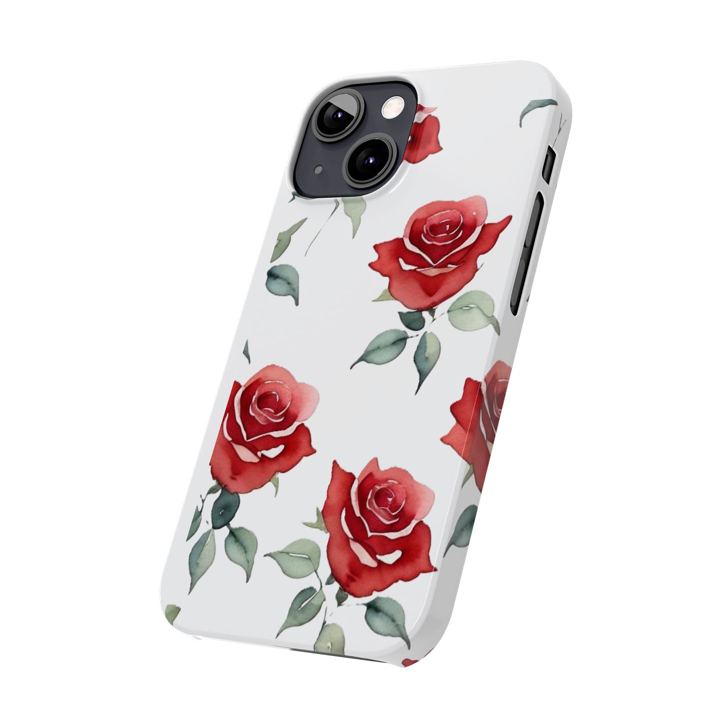 Slim Phone Cases - Roses (White)