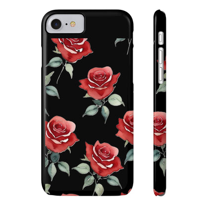 Slim Phone Cases - Roses (Black)