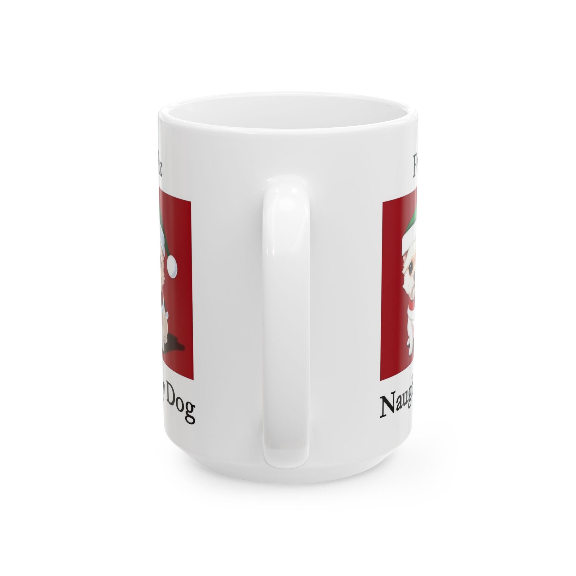 Christmas - Feliz Naughty Dog 2 (White) - Ceramic Mug, (11oz, 15oz) - Better Mode