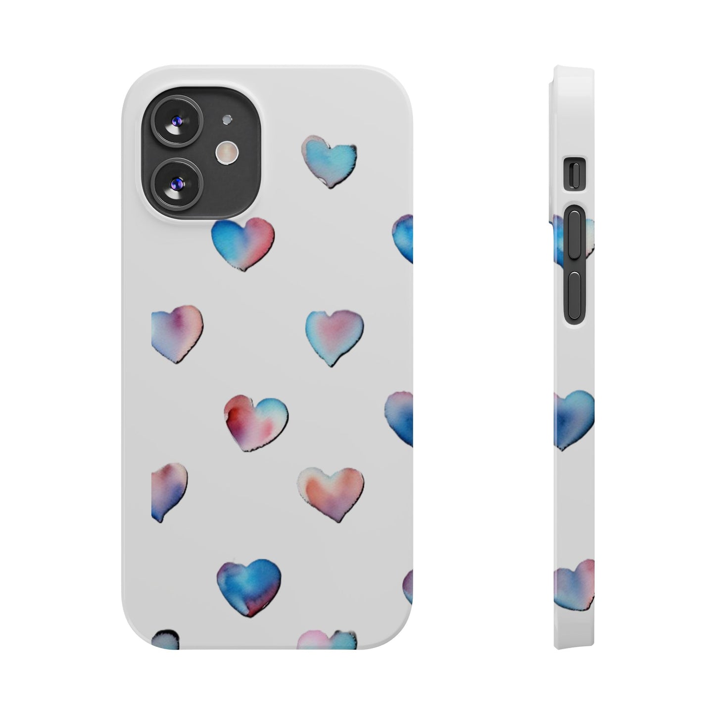 Slim Phone Cases - Hearts (White)