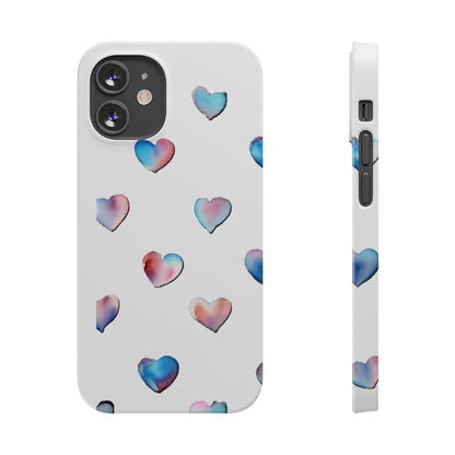 Slim Phone Cases - Hearts (White)