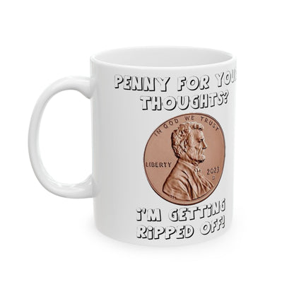 Penny...Thoughts (White) - Ceramic Mug, (11oz, 15oz)