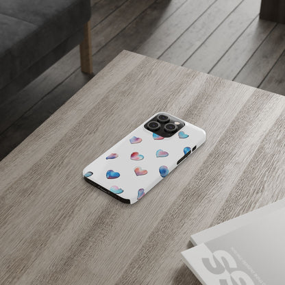 Slim Phone Cases - Hearts (White)