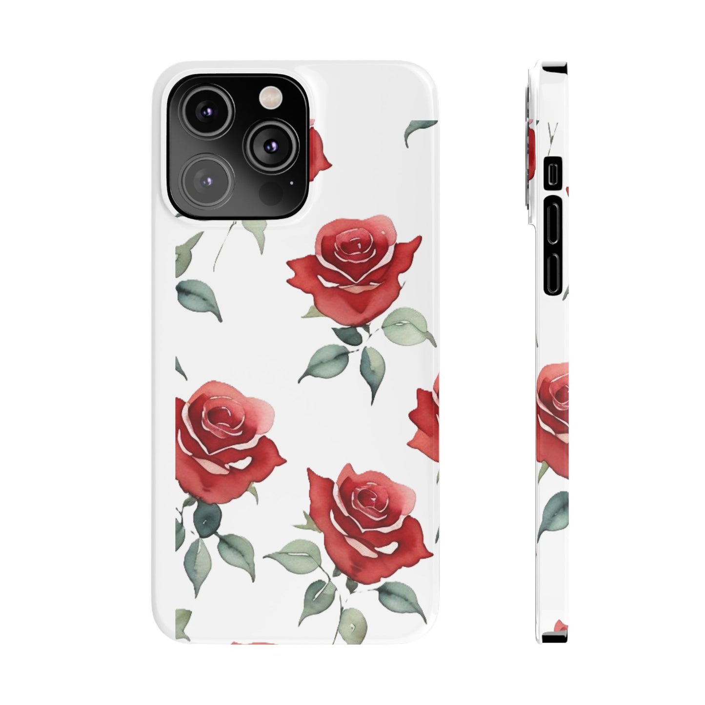 Slim Phone Cases - Roses (White)