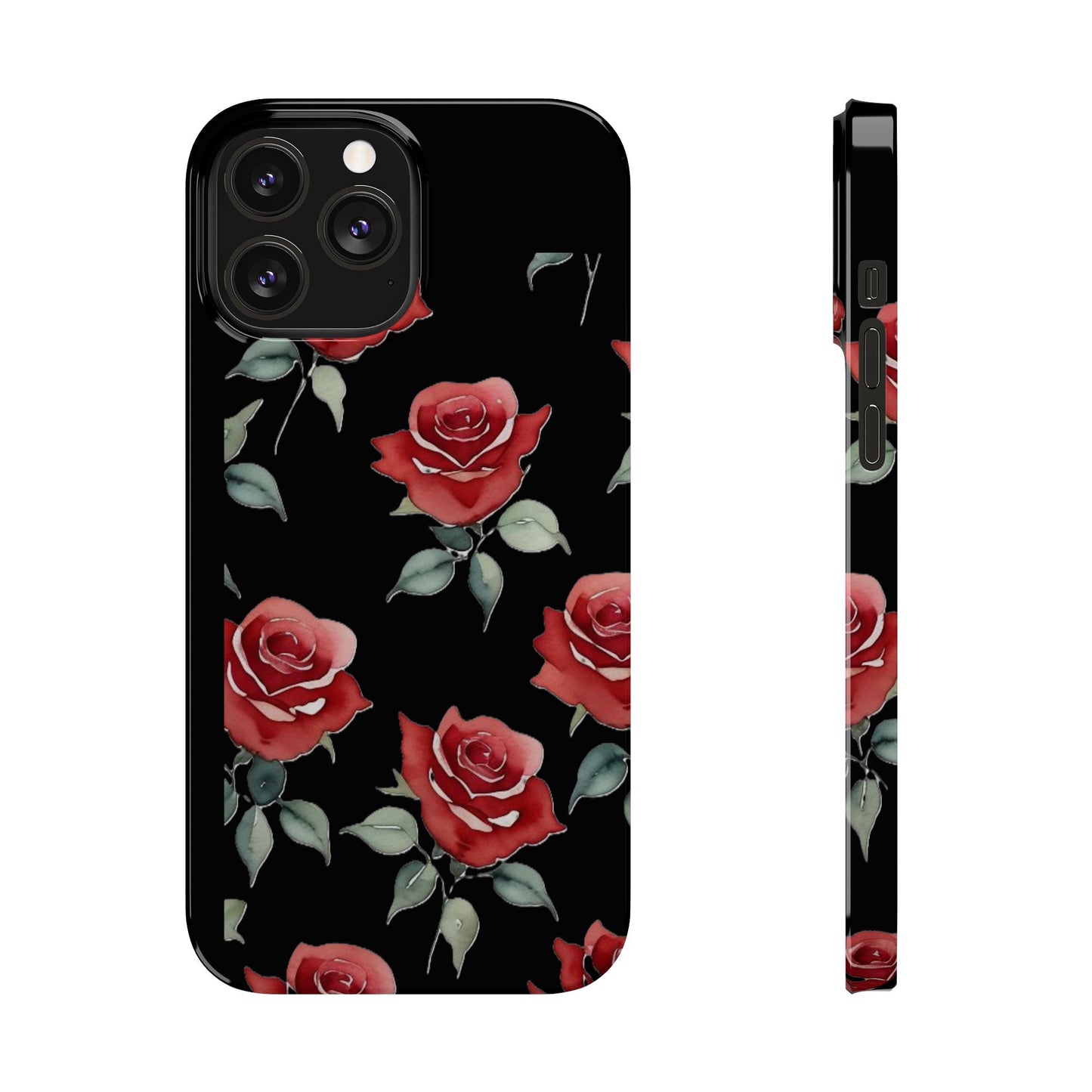 Slim Phone Cases - Roses (Black)