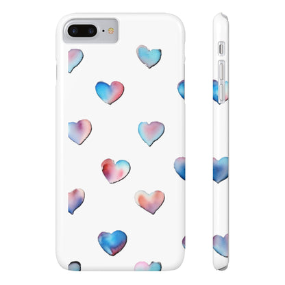 Slim Phone Cases - Hearts (White)