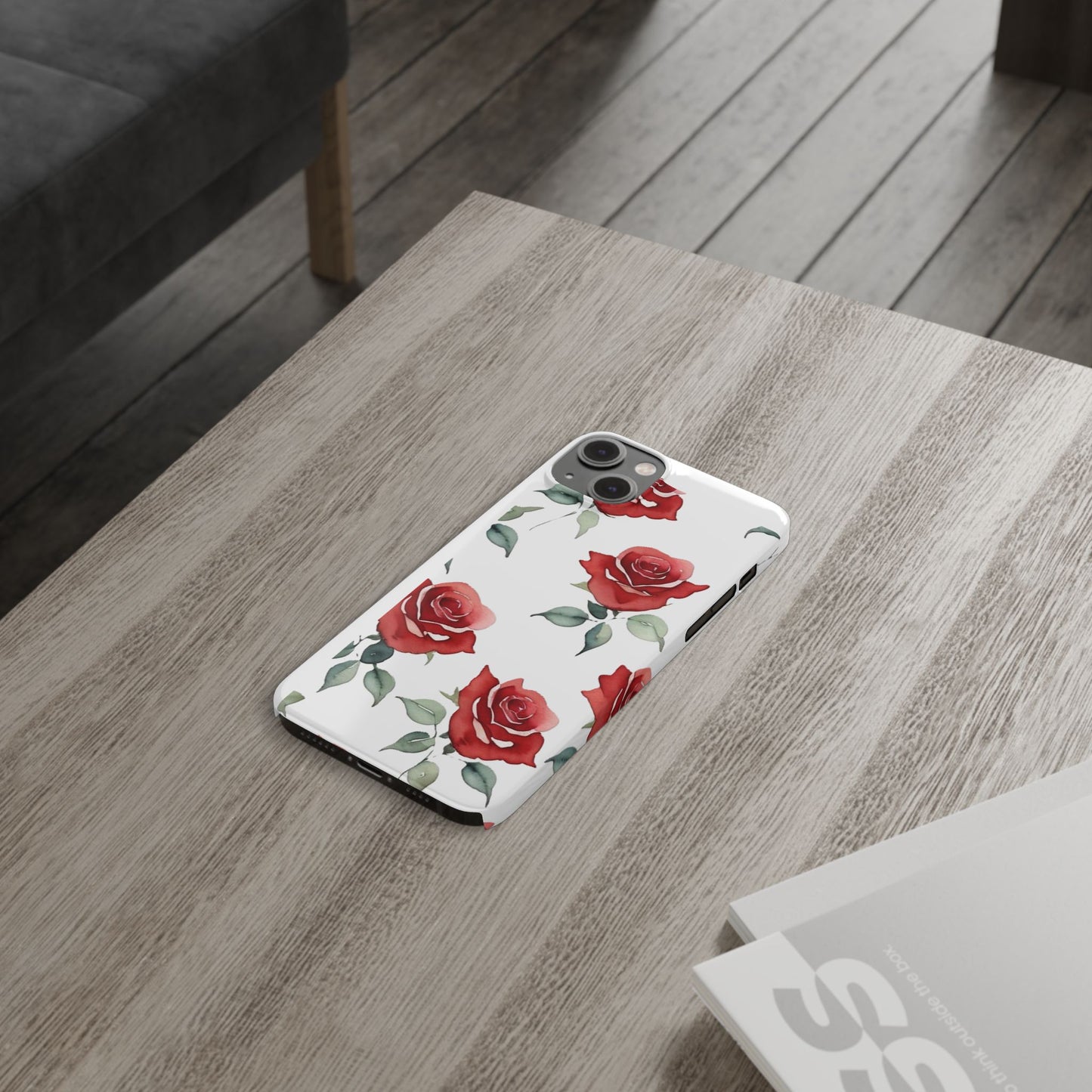 Slim Phone Cases - Roses (White)