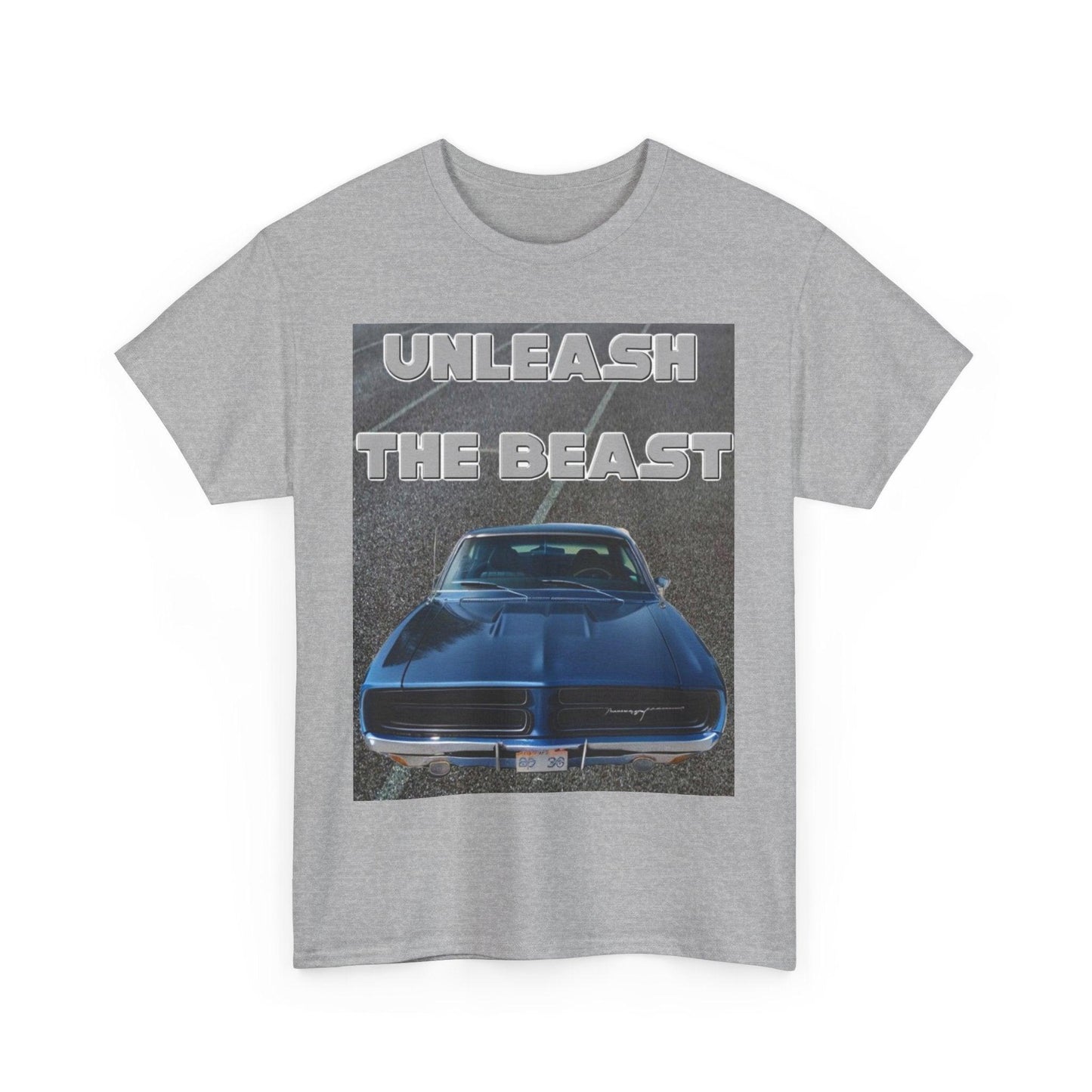 Unleash The Beast Classic Cars Blue Hood - Unisex Heavy Cotton T-Shirt