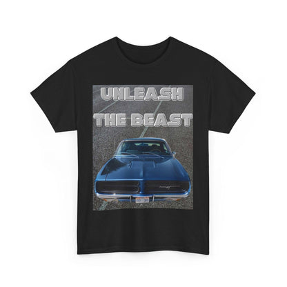 Unleash The Beast Classic Cars Blue Hood - Unisex Heavy Cotton T-Shirt