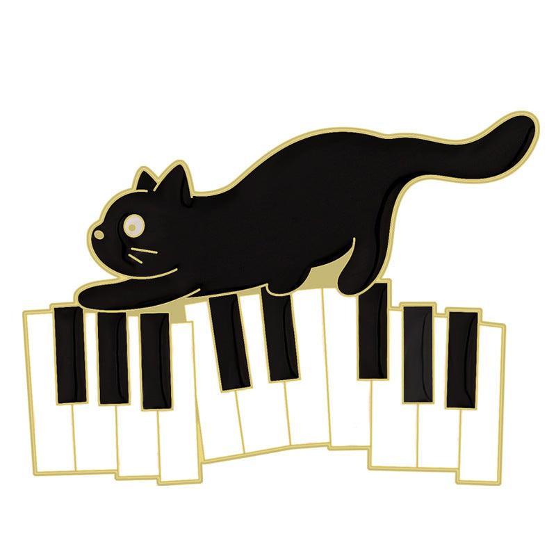 Cute Black Cat Piano Notes Brooch - Better Mode