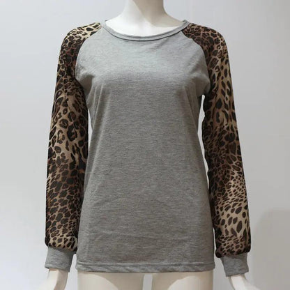 Leopard Print Long Sleeve Blouse