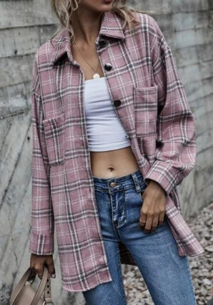 Oversized Women's Plaid Shirt Jacket