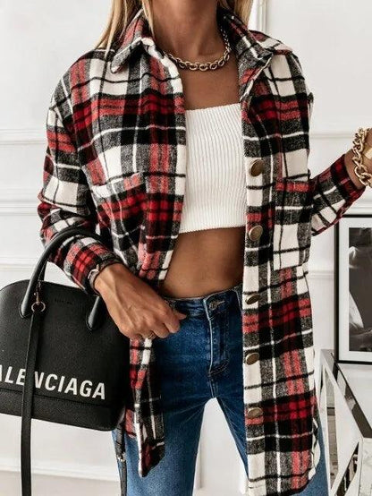 Oversized Women's Plaid Shirt Jacket