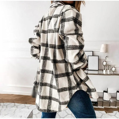 Oversized Women's Plaid Shirt Jacket