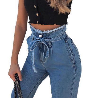 Women's Jeans - High Waist Belted