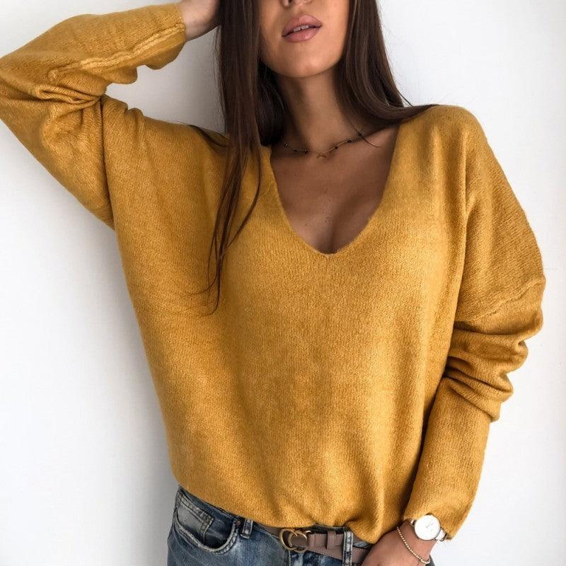 Women's V-neck Pullover Sweater - Better Mode