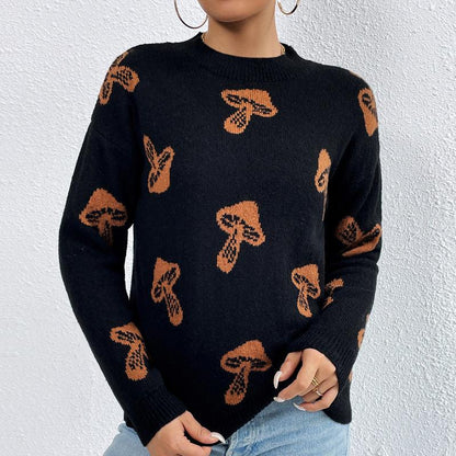 Women's Sweaters - Jacquard Crewneck - Pullovers