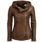 Women's Hooded Leather Jacket